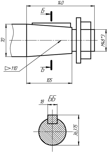 Ч-160 выходной вал конический снаружной резьбой.jpg